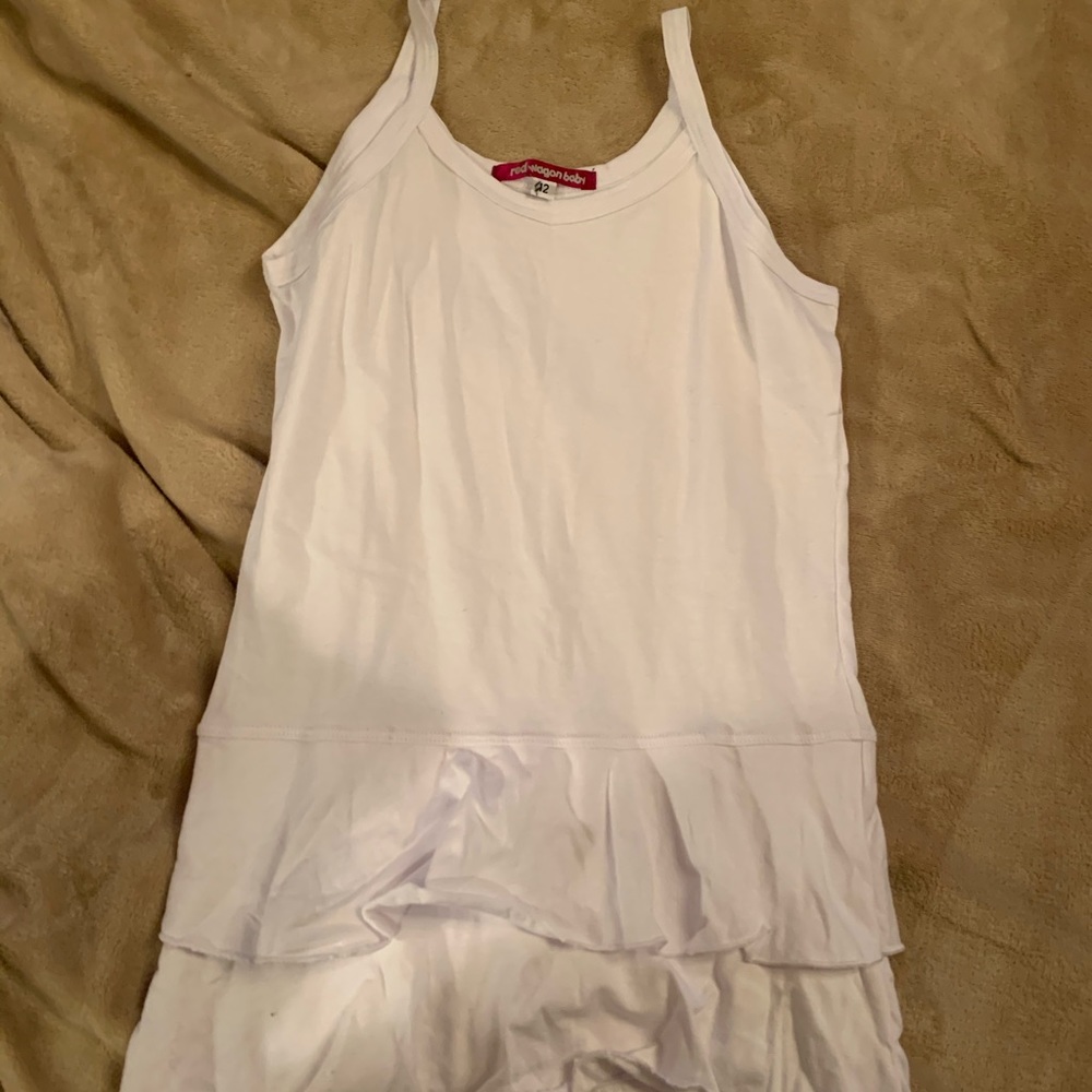 Kids White Dress with Ruffling on the Bottom